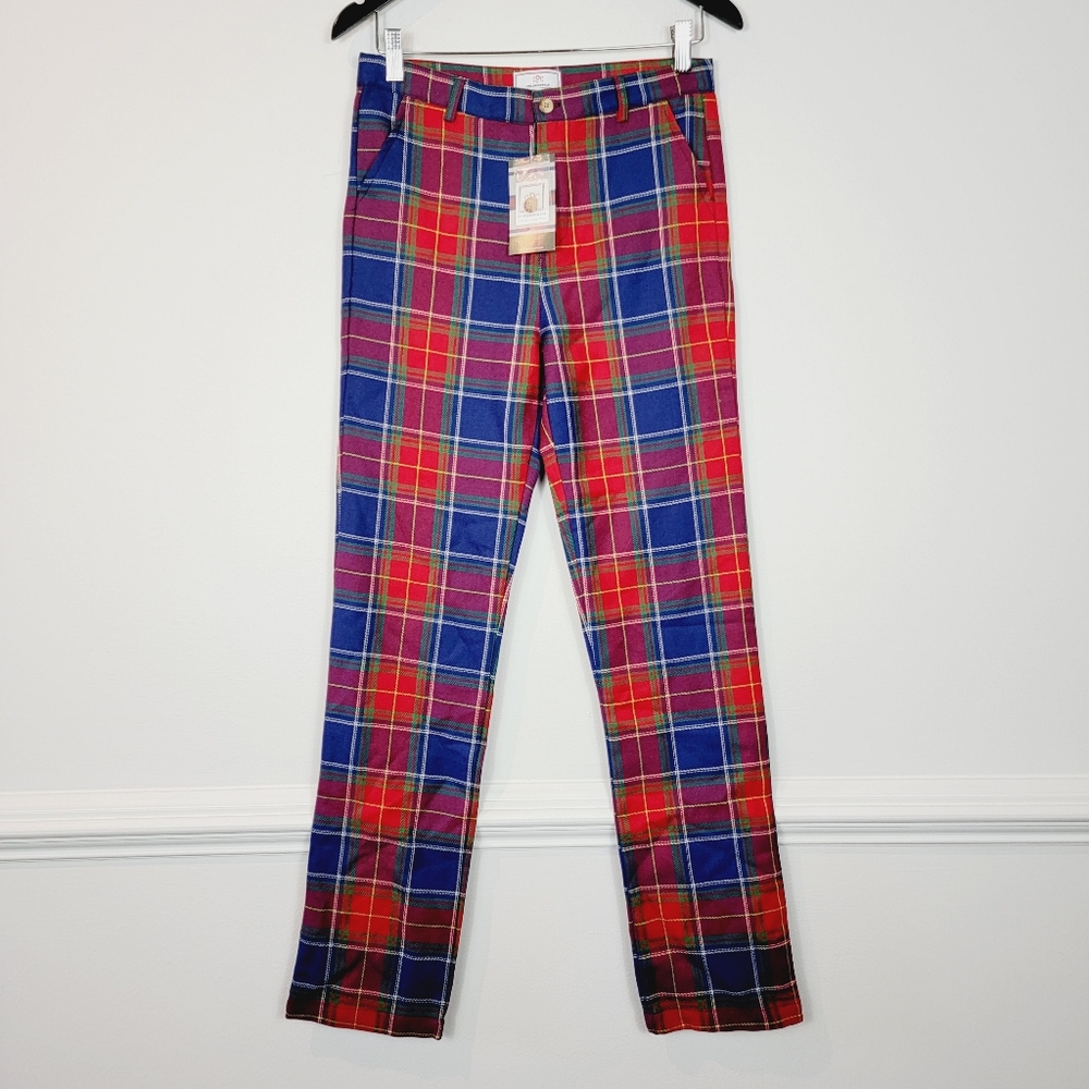 Classic Prep Childrenswear Holiday Plaid Slim Gavin Pants, Size 14